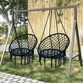 thumbnail image 7 of Hammock Chair Macrame Swing Handwoven Tassel Swing Hanging Chair for Indoor Outdoor Home Patio Yard Garden Reading Leisure, 7 of 7