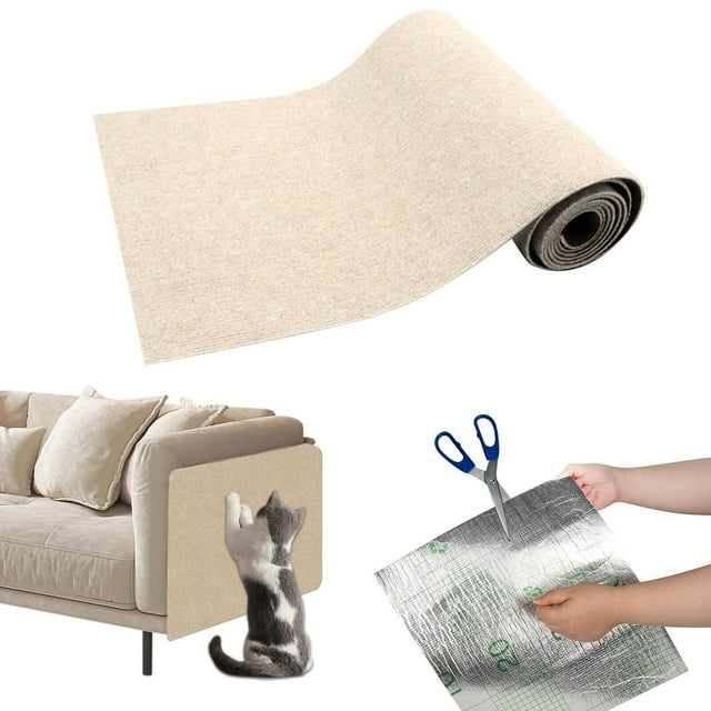 Tapete Rascador para Gatos, DIY Recortar Gato Alfombra de Pared a Pared Muebles Cojines Gato Protector de Sofá para Gatos Alfombrilla Rascadora Autoadhesiva para Gatos (40x200cm Caqui)