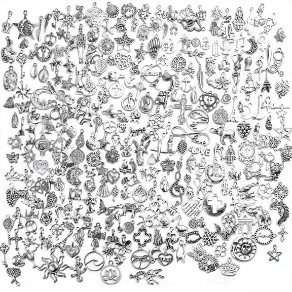 Vintage Charms Bulk,300pcs Mixed Antique Charms Tibetan Silver Pendants for Necklace Bracelet Jewelry Making and Crafting