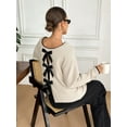 thumbnail image 5 of Womens Fashion Casual Big Round Neck Sweater Bow Knit Pullover Fall Winter Trendy Long Sleeve Top Comfortable Daily Wear Apricot L, 5 of 5