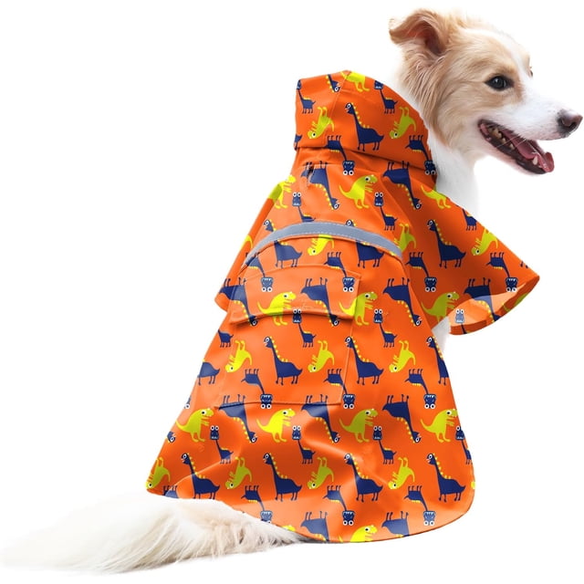 Large Dog Waterproof Adjustable Rain Poncho Lightweight Reflective Pink XXL