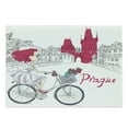 thumbnail image 1 of Prague Cutting Board, Romantic Style Composition with Girl on a Bicycle Hand Drawn Arrangement, Decorative Tempered Glass Cutting and Serving Board, in 3 Sizes, by Ambesonne, 1 of 2