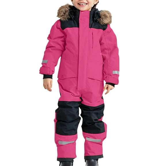 uublik Kids Girls Boys Snowsuits Waterproof Coats Jumpsuits Winter Snowboarding Outdoor Size 1T-15 Brown