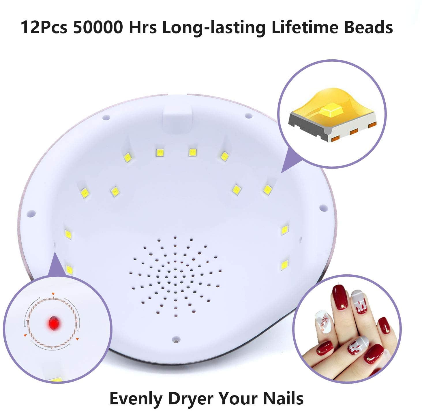 EIMELI 36W Led Nail Lamp,Professional LED UV Nail Polish Dryer Lamp GEL Acrylic Curing Light Spa Kit with 3 Timer Setting Portable Nail Dryer Curing Lamp for Fingernail
