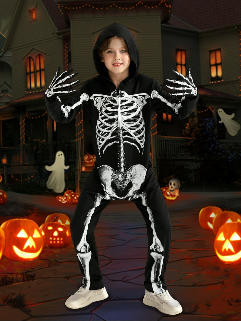 Hotiary 3-12T Kids Boys and Girls Halloween Costumes Skeleton
