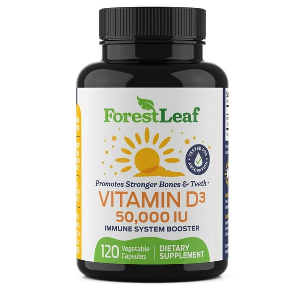 Vitamin D3 50,000 IU Weekly Supplement 120 Vegetable Capsules by