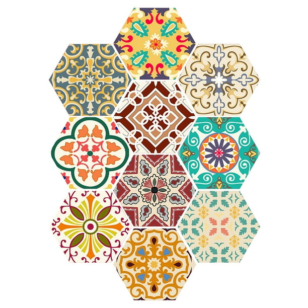 10 piezas de mosaico hexagonal impermeable para cocina y baño. 9