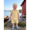 thumbnail image 4 of Cenuakty Toddler Baby Boy Gentleman Outfits Solid Short Sleeve Button-up Shirts and Shorts 2 Piece Summer Set, 4 of 9
