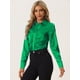 thumbnail image 2 of Blusa de Satén para Mujer con Manga Larga Solapa Camisa Abotonada a la Moda Verde XL, 2 of 6