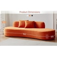 thumbnail image 3 of Luxurious 90" Red Orange Velvet Curved Sofa Couch, Ergonomic Half Moon 4 Seater Design with High-Density Foam, Modern Minimalist Furniture for Living Room, Office & Apartment, Includes Throw Pillows, 3 of 10