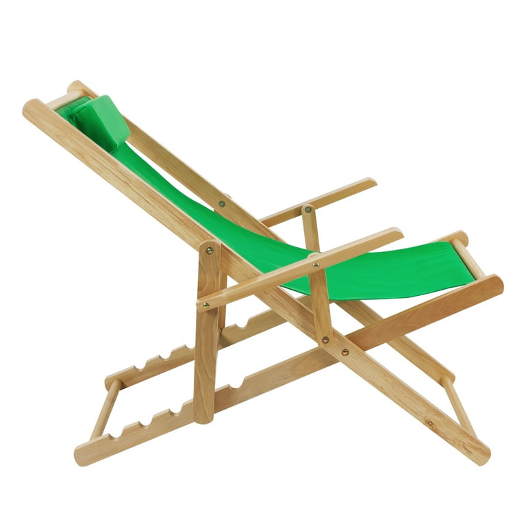 Sling Chair Natural Frame Green Canvas