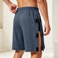 thumbnail image 7 of Erwazi Mens Shorts Solid Tear Away Side Snap Elastic Waist Button Casual Summer Daily Wear Athletic Shorts with Pocket, 7 of 7