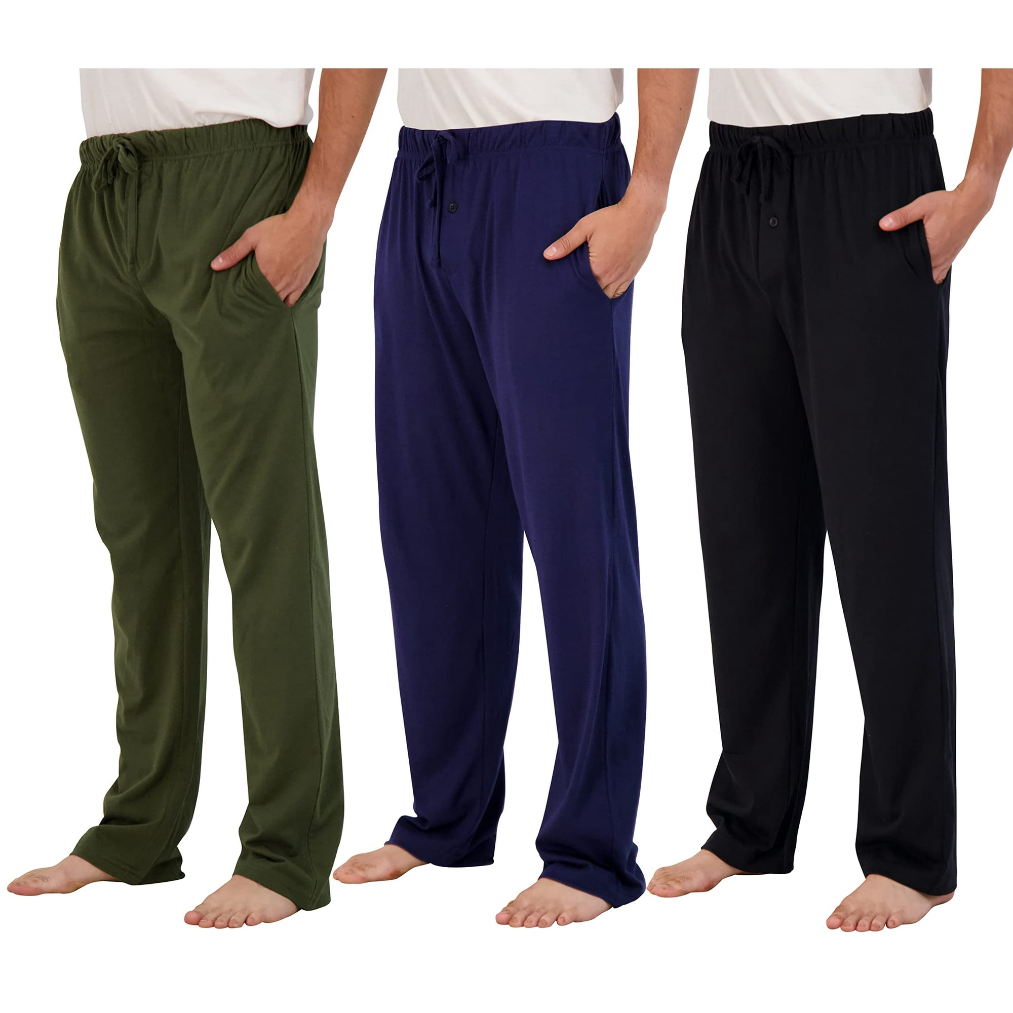 3 Pack Big and Tall King Size cotton Mens Pajama Pants Lounge Wear Sleep Bottoms Sleepwear Pijamas Para Hombres Bamboo Modal Pj Jersey drawstring