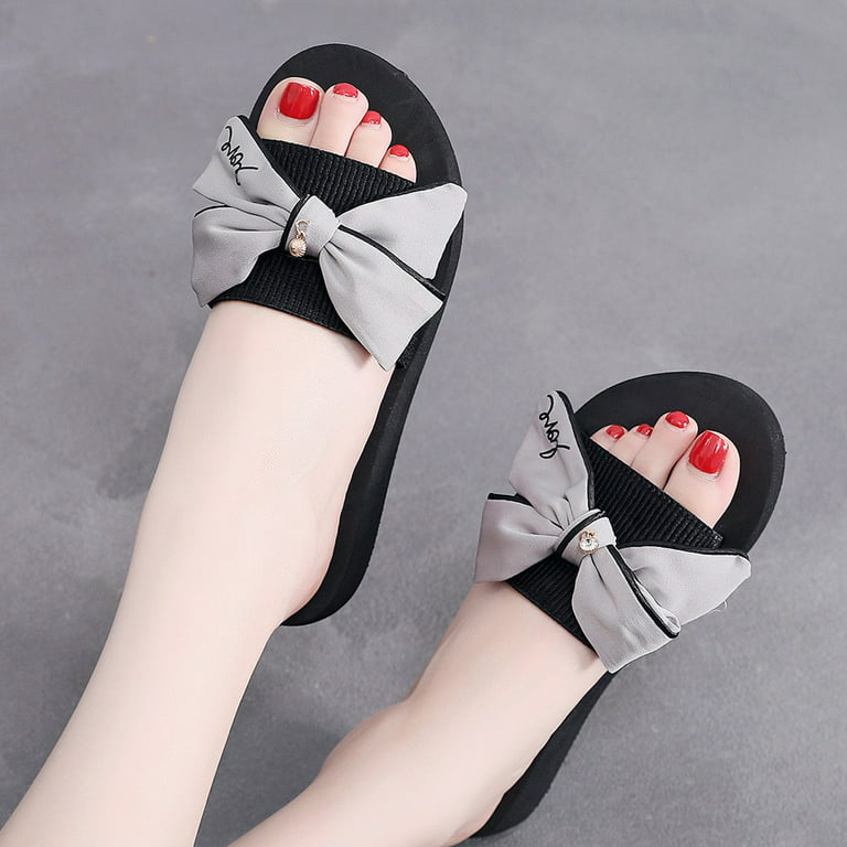 Women'S Slippers Women Girls New Flip Flops Butterfly Flat Beach Slippers  Shoes For Women Eva Gray 41