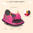 thumbnail image 3 of JOYMOR 6V Kids Bumper Car with Remote Control, 360 Spin Eletric Ride on for Boys Girl Pink, 3 of 7