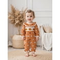 thumbnail image 5 of Jxzom Newborn Baby Girl Halloween Outfits Puff Sleeve Cotton Linen Ruffle Pumpkin Print One Piece Jumpsuit Fall Clothes, 5 of 10
