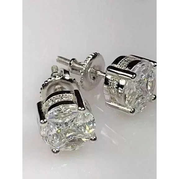2Ct Round Lab-Created Diamond Stud Earrings 14K White Gold Plated