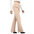 thumbnail image 2 of JUUNthy Womens Dress Pants, Stretchy High Waist Straight Leg Flat Front Business Works Trousers with Pockets Beige 2XL, 2 of 9