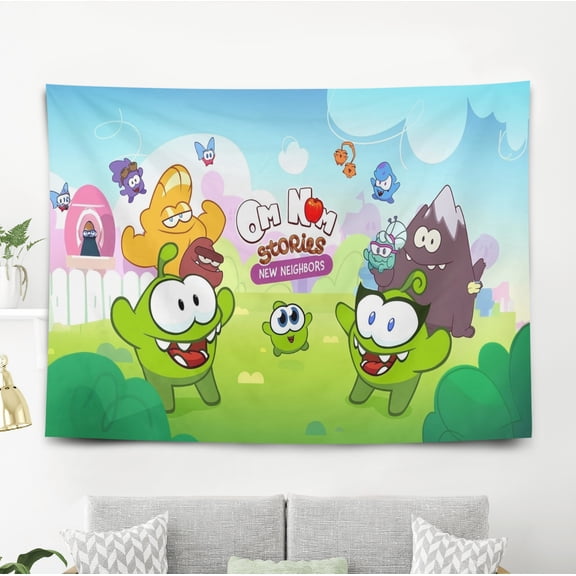 Tapestry for Om Nom Stories wall hanging Bedroom Dorm Funny Backgrounds Banner Party Poster Wall Art Decorations Kids Girls Teens Gifts Funny 40×60 inch