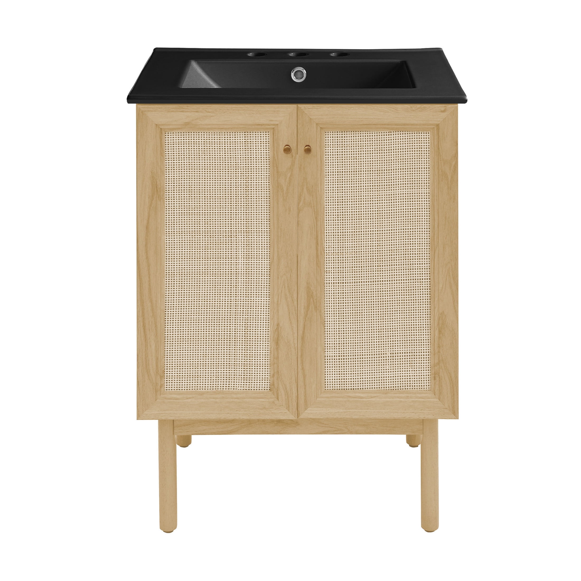 Classe 24" Freestanding Bathroom Vanity in Natural Oak with Black 3-Hole Centerset Sink Top