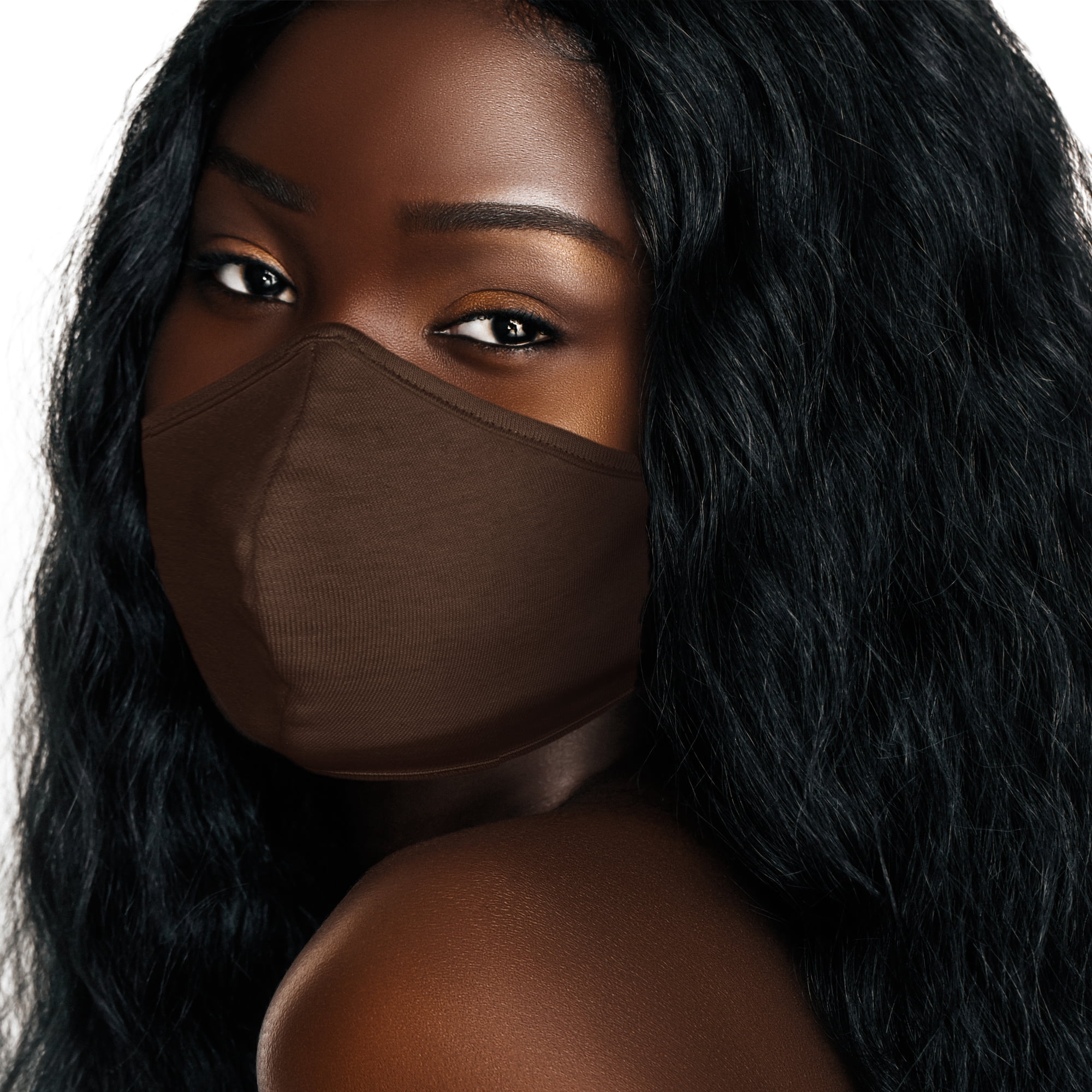 DALIX Skin Tone Cloth Face Mask 3 Layer Filter Pocket Nose Piece in Truffle - S-M