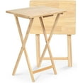 thumbnail image 3 of HYJY Rectangular Folding Portable TV Snack Serving Tray Table, Solid Wood Construction with Natural Finish (4-Piece Set), 3 of 16