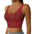 thumbnail image 2 of Fotbe Vintage Burgundy Pattern Womens' Sports Bra Longline Wirefree Padded with Medium Support Sports Moisture-Wicking Workou Vest,Tank Top-, 2 of 9