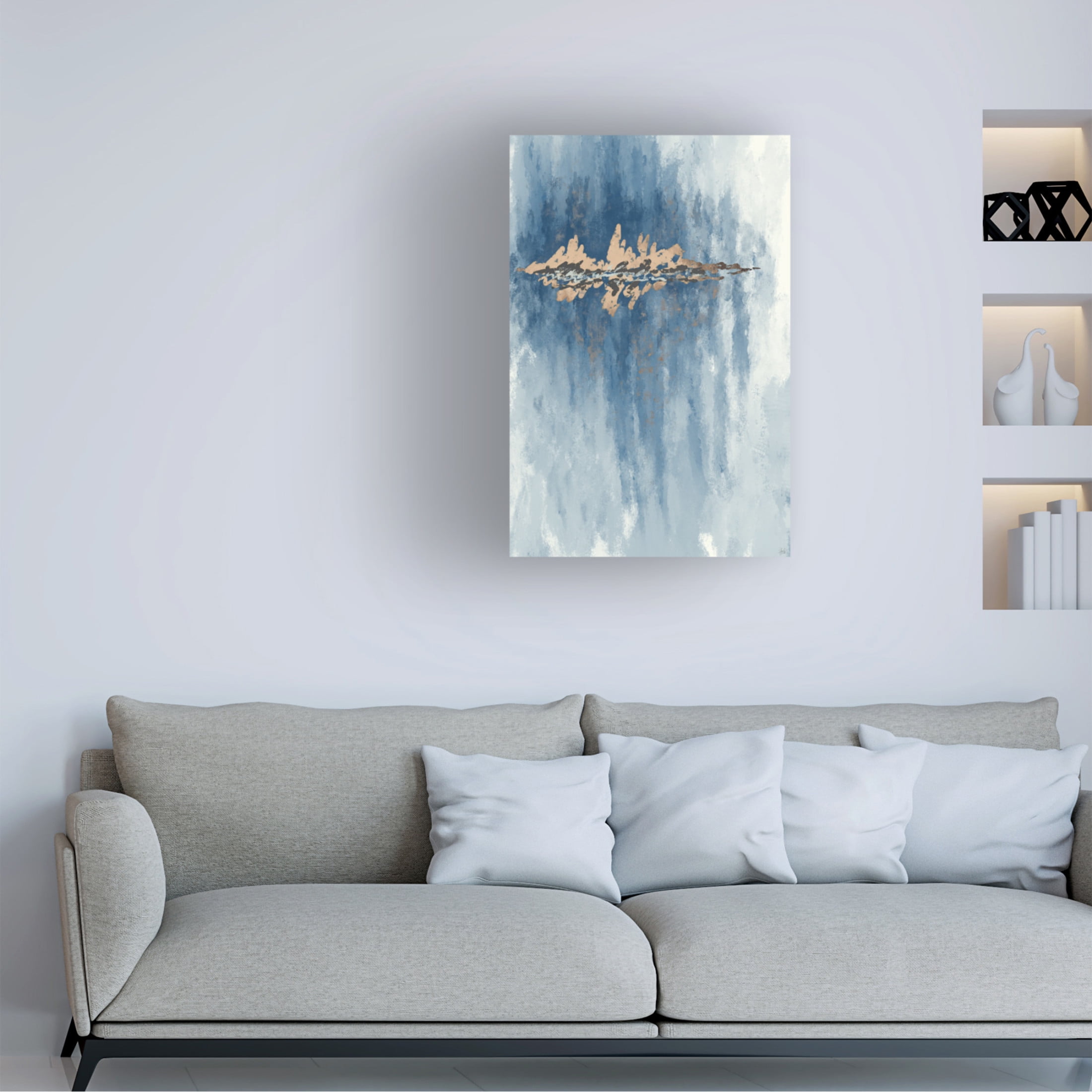 Canvas Wall Art - Line and Brush 'Horizon Reflections' Wall Art for Living Room, Bedroom, or Office Décor by Trademark Fine Art - 12 x 19 Inches