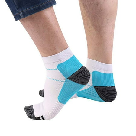 1 Pair Compression Socks, Anti-Fatigue Planter Fasciitis Heel Pain Relieve Ankle Socks Color:blue
