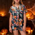 thumbnail image 2 of Leey-World Toddler Halloween Pajamas Girl Satin Pajamas Set for Girl Halloween Pjs 2 Piece Short Sleeve Button-Down Shirt with Shorts, 2 of 5