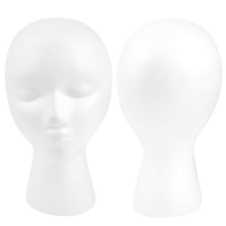 2PACK- OLé Designs Female Foam Mannequin Head Wig Stand, Stable Round  Base-White, Styrofoam Manikin Head Hats Holder and Headband Display -  Realistic