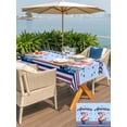 thumbnail image 5 of Outdoor Tablecloth with Umbrella Hole for Patio/Picnic/Party/Camping, American Ice Cream Waterproof Table Cloth Rectangle Table Cover Washable, USA Flag Blue Red Striped (60"x 120"), 5 of 9