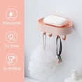 thumbnail image 4 of Caja de jabón colgante, estante de almacenamiento de jabón para baño sin perforaciones con ganchos, 4 of 7