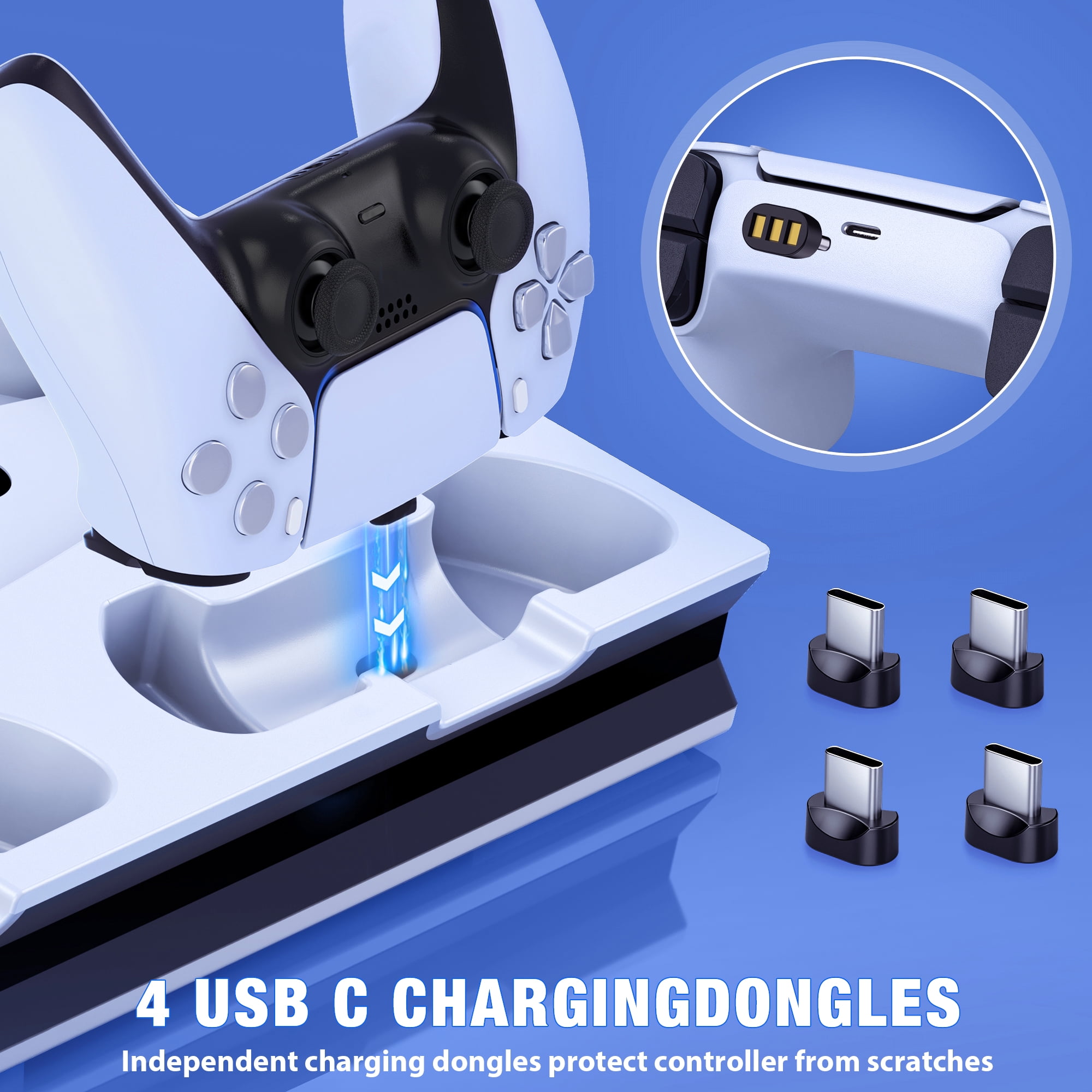 Daenfyy PS5 Stand for PS5/PS5 Slim, PS5 Cooling Station Stand with Cooling Fan, Dual Controller Charger, Headset Holder, 3 Charger Port