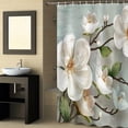 thumbnail image 4 of Shower Curtains for Bathroom, Spring Magnolia White Flower Vintage Shower Curtain Set Polyester Waterproof Fabric Bath Curtain with Hooks for Home Hotel Apartment Farmhouse 72x72 inch, 4 of 6