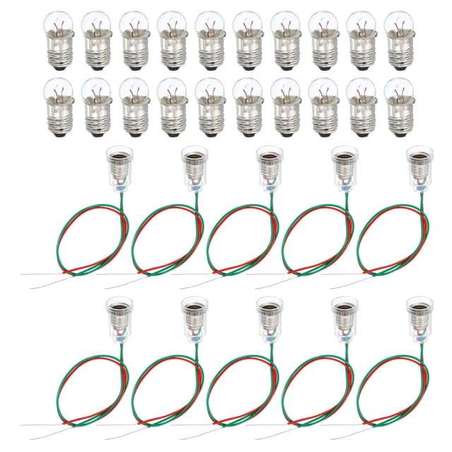 E10 Tornillo Base Miniatura Bombillas 10 Paquete 6V Cálida Amarillo Luz Mini Lámparas con 3 Paquete Lámparas Soportes, 1 juego