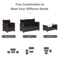 thumbnail image 6 of Patiojoy Patio Rattan 4PCS Cushioned Chair Coffee Table Classic Furniture Set Bistro Set Single Sofa with Thick Cushion for Garden Black, 6 of 7