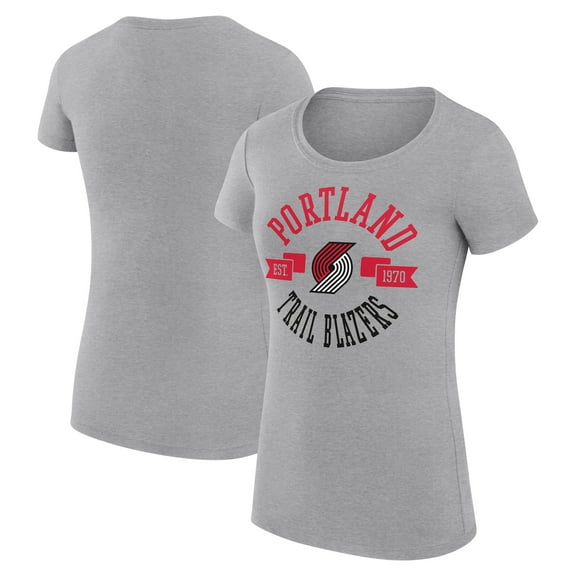Women's G-III 4Her by Carl Banks Heather Gray Portland Trail Blazers Super-Slim Fit Lightweight Large City Logo T-Shirt