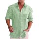 thumbnail image 1 of Camisa informal de negocios con estampado 3D a rayas para hombre, 25 estilos, para uso diario, para trabajo callejero, con solapa de primavera, manga larga, talla 6XL, envío rápido, 1 of 6