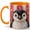Orange, variant on Jeweled Penguin Coffee Mug, Arctic Bird Mug, Ceramic 11 oz