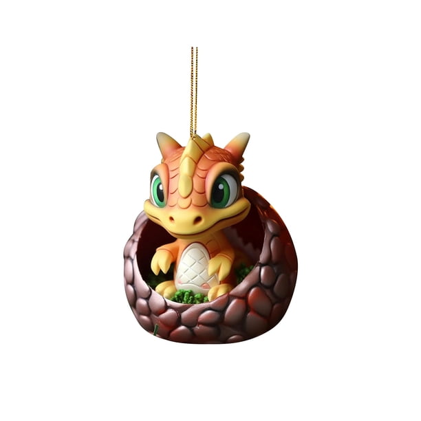 pstuiky Huevo de dinosaurio pequeño, decoración navideña para el hogar, colgante plano acrílico, lindo regalo de Año Nuevo para bebés