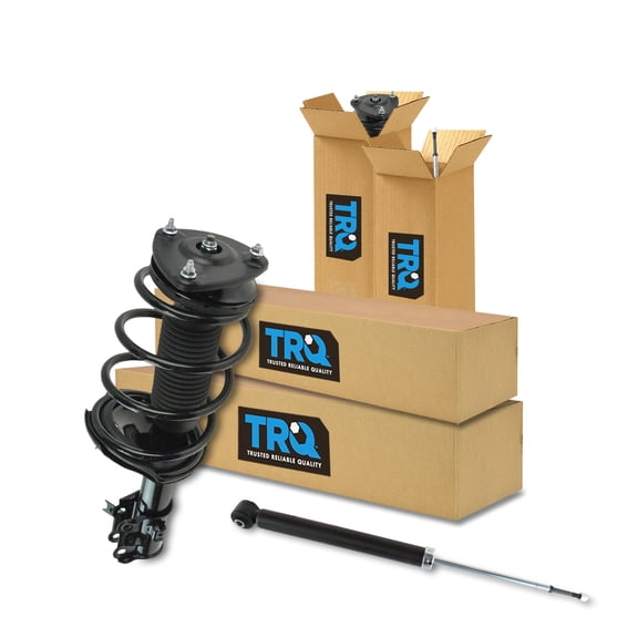 TRQ Front and Rear Complete Strut Assembly & Shock Absorber Kit Complete Strut & Coil Spring Assembly Fits Select 2006-2011 Hyundai Accent Kia Rio Rio5