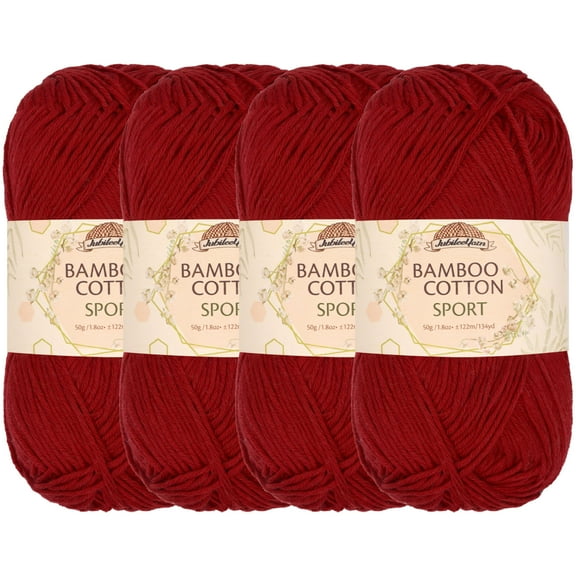JubileeYarn Bamboo Cotton Sport Yarn - Merlot - 4 Skeins