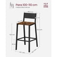 thumbnail image 5 of VASAGLE Taburete de Bar, Juego de 2, Taburetes Altos de Cocina, para Cocina, Comedor, Oficina, Estilo Industrial, Marrón Rústico y Negro, 5 of 5