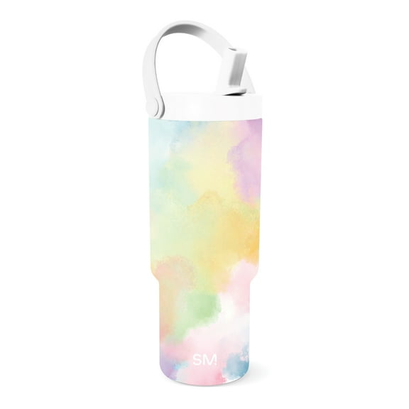Simple Modern 24 fl oz Insulated Stainless Steel Trek Pivot Tumbler with Straw Lid and Top Handle|Cotton Candy Tie Dye