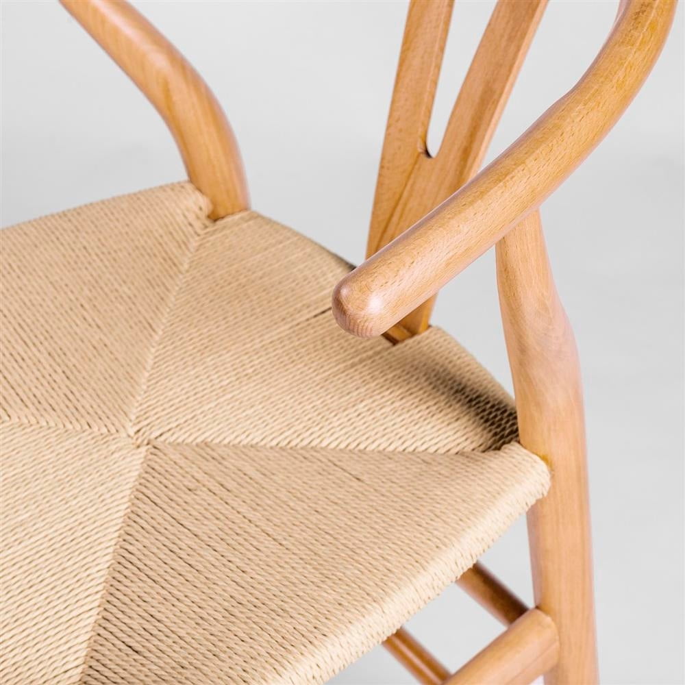 Heavenly Collection | Chaise de salle à manger Wishbone en bois naturel pour cuisine ou salle à manger