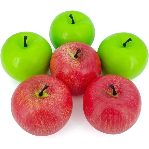 6 Pcs Artificial Apples, Fake Red Apples Lifelike Faux Green Apples Simulation Fake Fruits for Decoration, Photography Props Fruits
