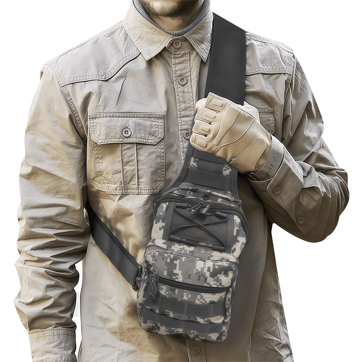 AGOPLEE Fishing Sling Backpack, Tactical Fishing Tackle Bag with Rod & Gear Holder Outdoor Fishing Shoulder Pack for Fishing