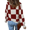 thumbnail image 4 of MOSHU Oversized Sweaters for Women Drop Shoulder Plaid Colorblock Tops Fall Crewneck Pullover Sweater, 4 of 10