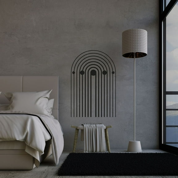 Circle Rainbow Arch Shape Boho Abstract Modern Bohemian Accent Wall Sticker Art Decal for Girls Boys Kids Room Bedroom Nursery House Fun Home Decor Stickers Wall Art Vinyl Decoration Size (30x20 inch)